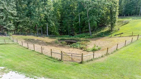 a view of a garden with an outdoor space