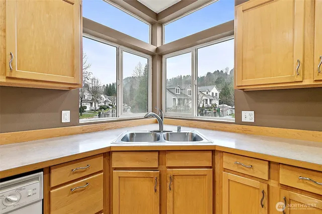 a kitchen that has a sink and a window