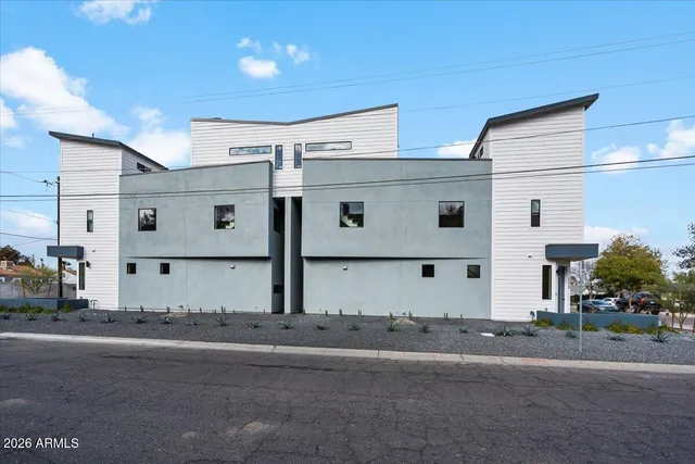 a view of a white building