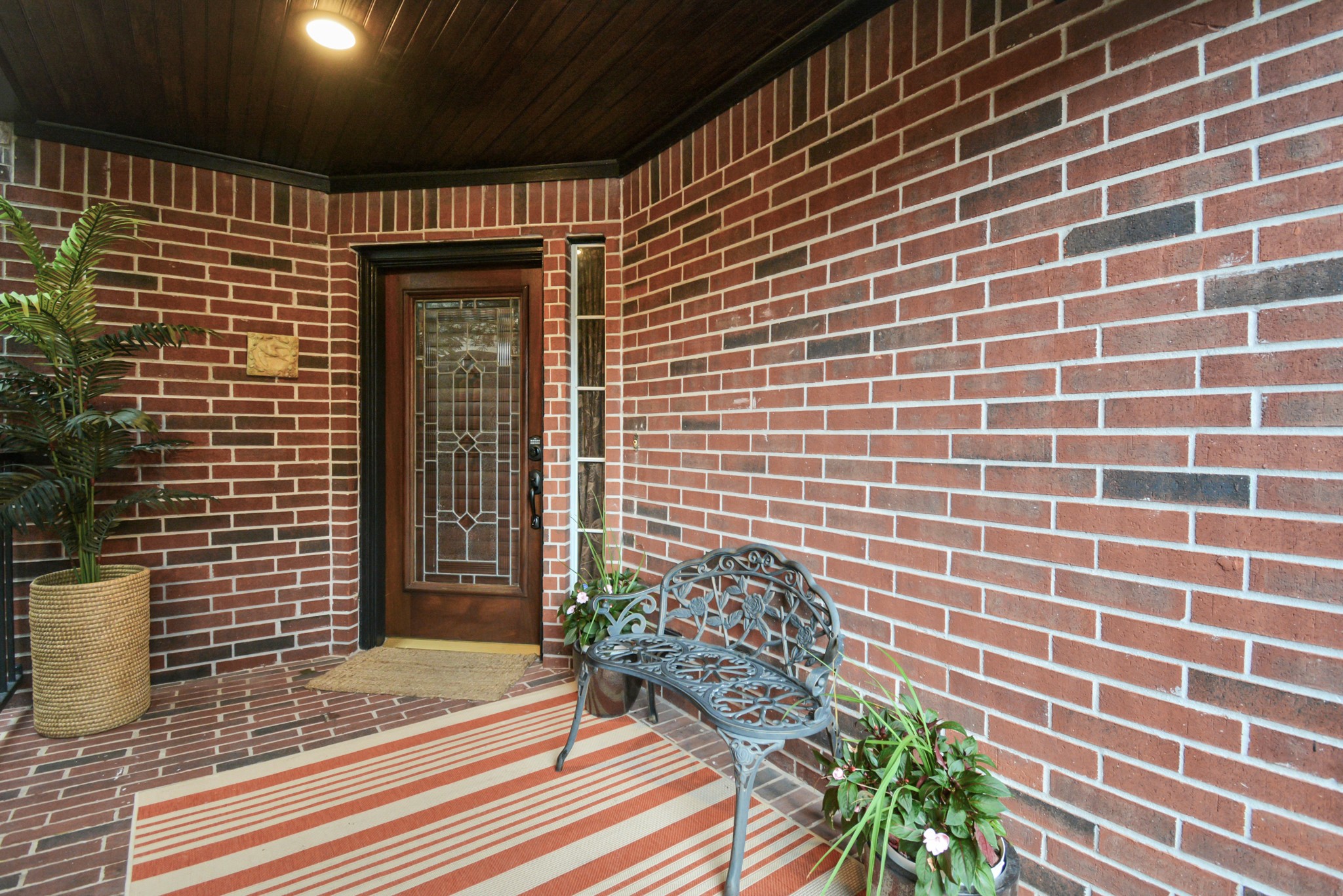 a view of a brick building with many windows