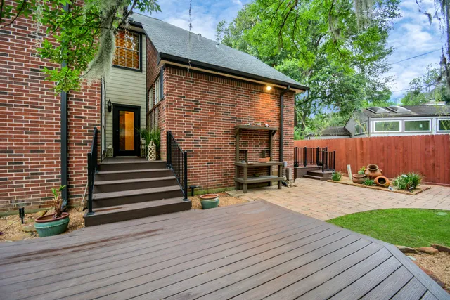 a backyard of a house with seating space