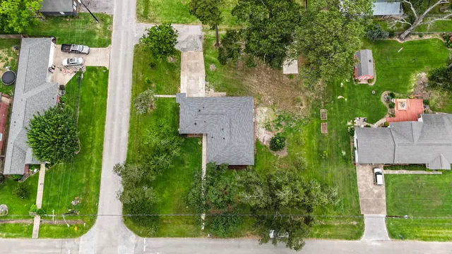 an aerial view of a house