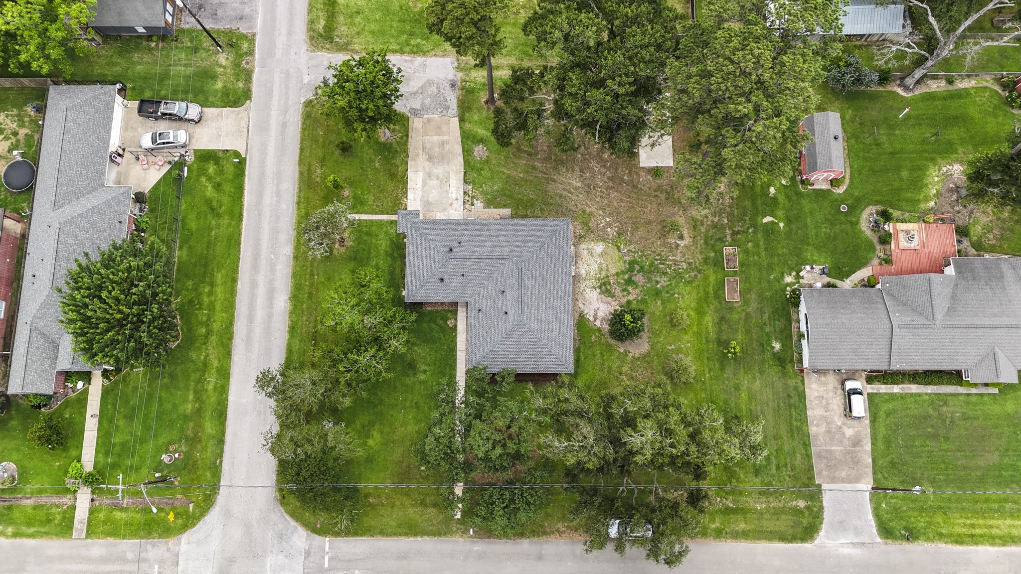 an aerial view of a house