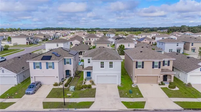 an aerial view of a house