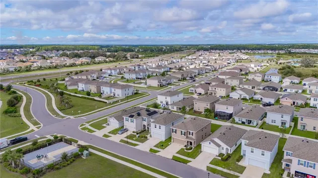 an aerial view of a city