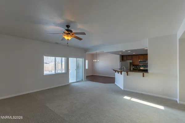 a view of a livingroom with a window