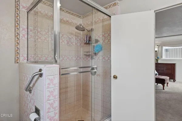a bathroom with a shower