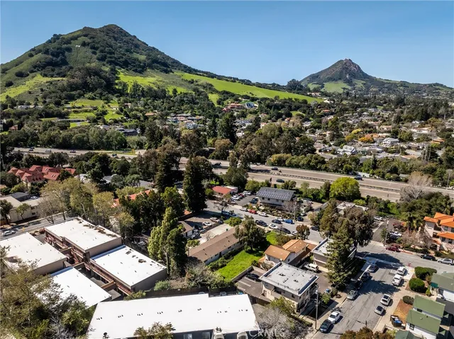 an aerial view of city with lots of residential buildings