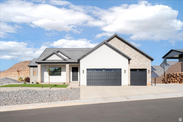 1491 East Centaurus Way, Unit 86 Washington, UT 84780 - Photo 1 of 26 Modern inspired farmhouse featuring covered porch, concrete driveway, a garage, and board and batten siding