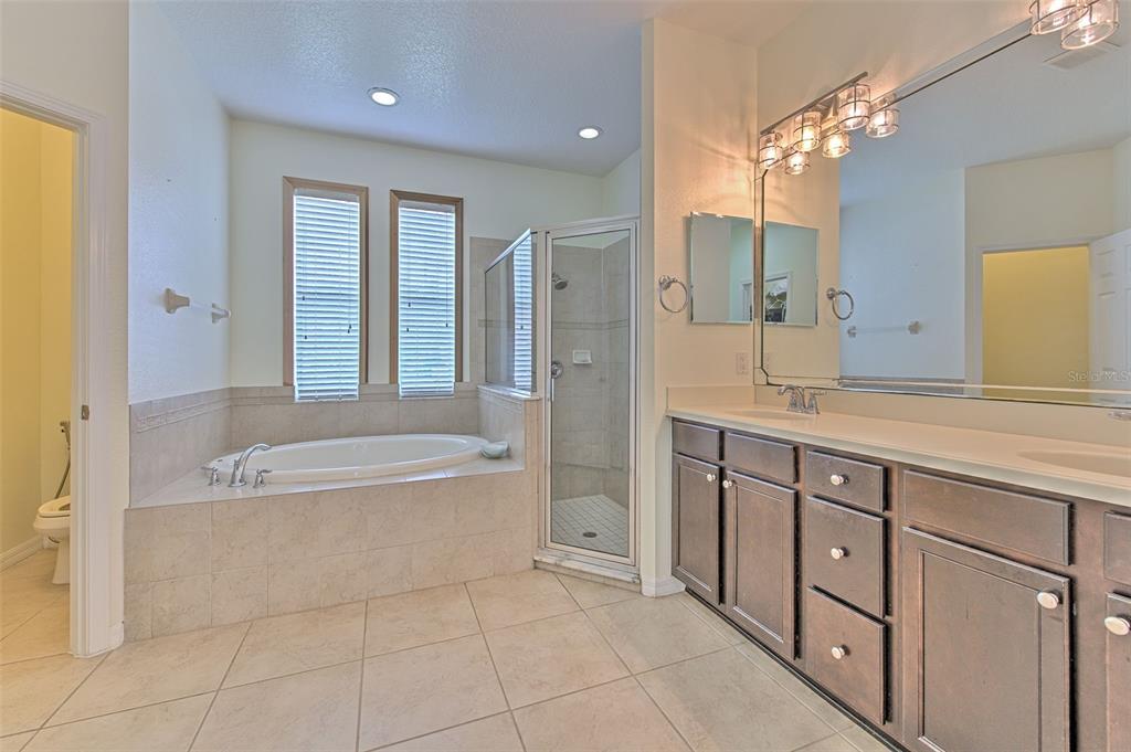 5409 Conch Shell Place Apollo Beach, FL 33572 - Photo 11 of 51 a spacious bathroom with a tub sink shower and mirror