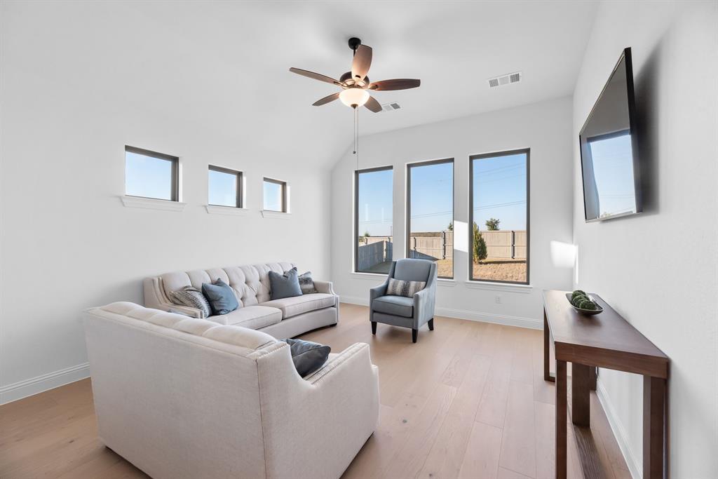 2248 Meander Way Northlake, TX 76247 - Photo 22 of 40 a living room with furniture and a ceiling fan