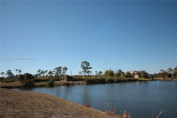a view of a lake with houses