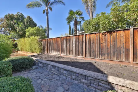 a view of a backyard with a trees