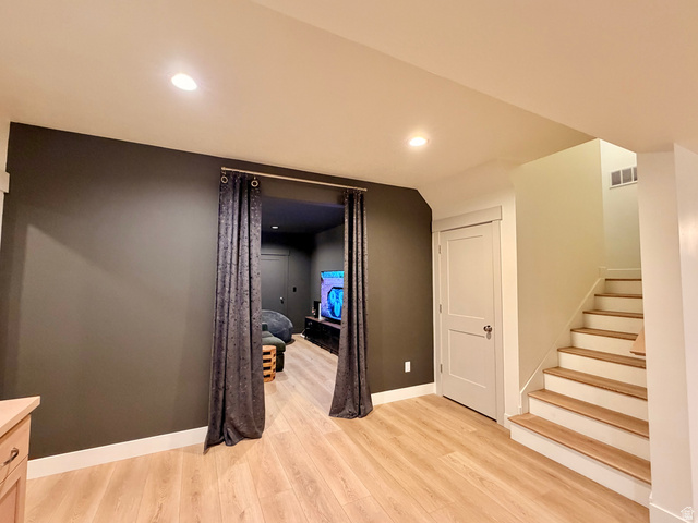 3626 Riverstone Road Mapleton, UT 84664 - Photo 39 of 58 Corridor featuring light wood-style flooring and recessed lighting