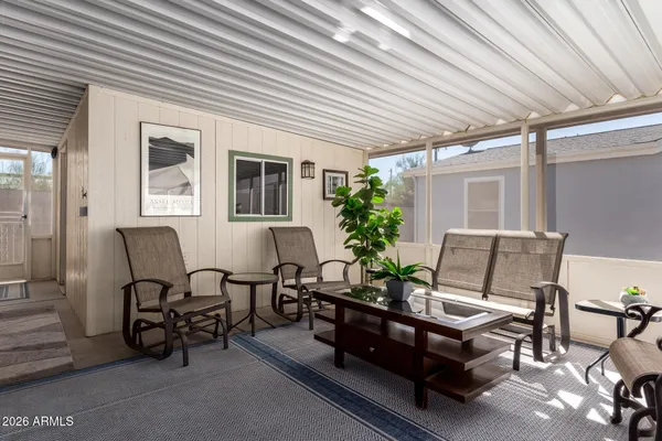 a outdoor living space with furniture