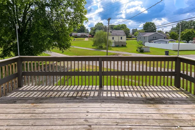 a view of a white roof deck