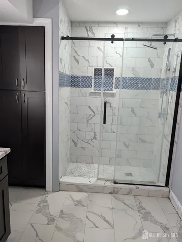 a bathroom with a shower