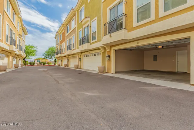front view of a building with a street