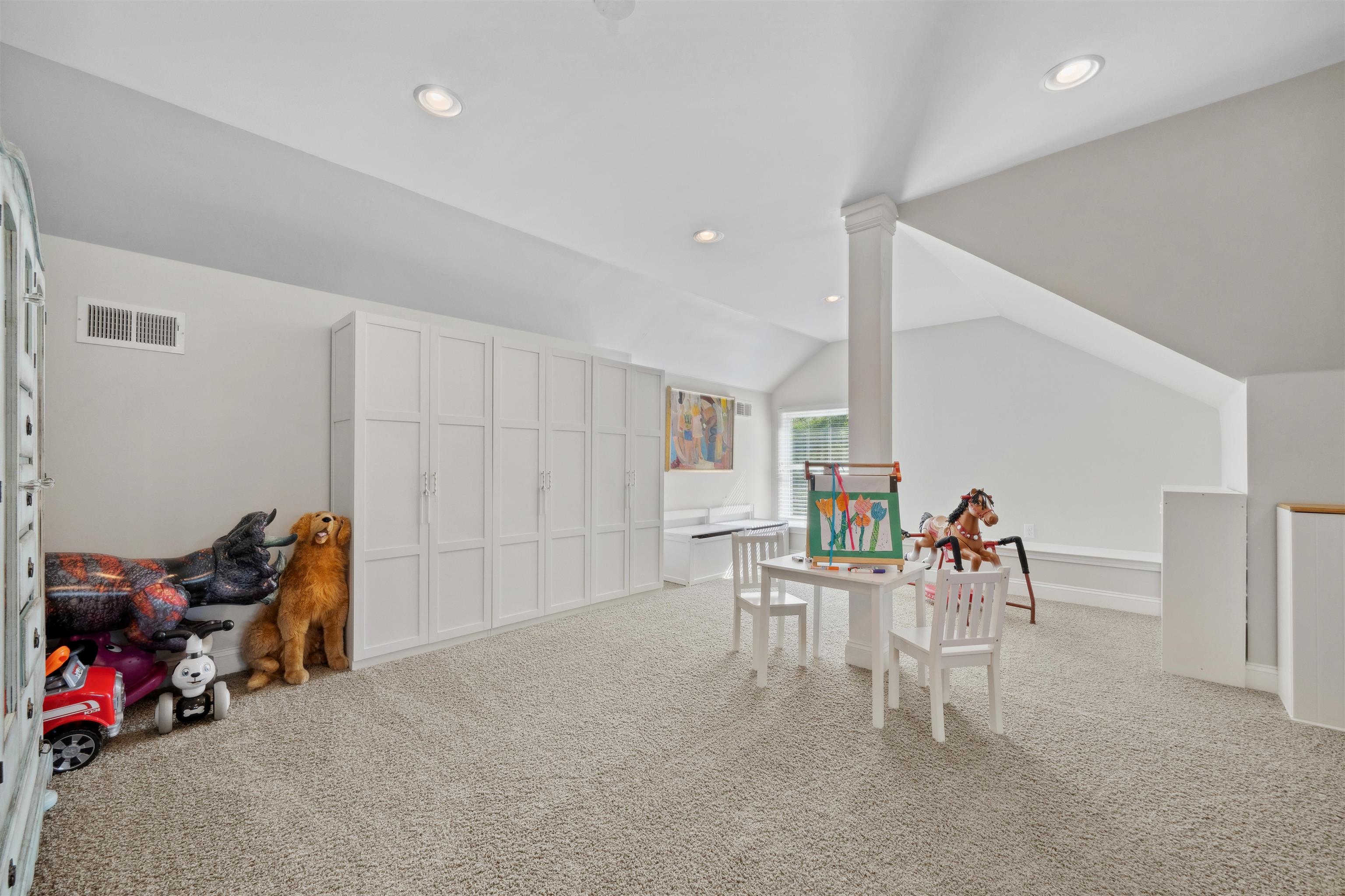 3794 Rosedale Drive Memphis, TN 38111 - Photo 24 of 33 Rec room featuring carpet, recessed lighting, and decorative columns