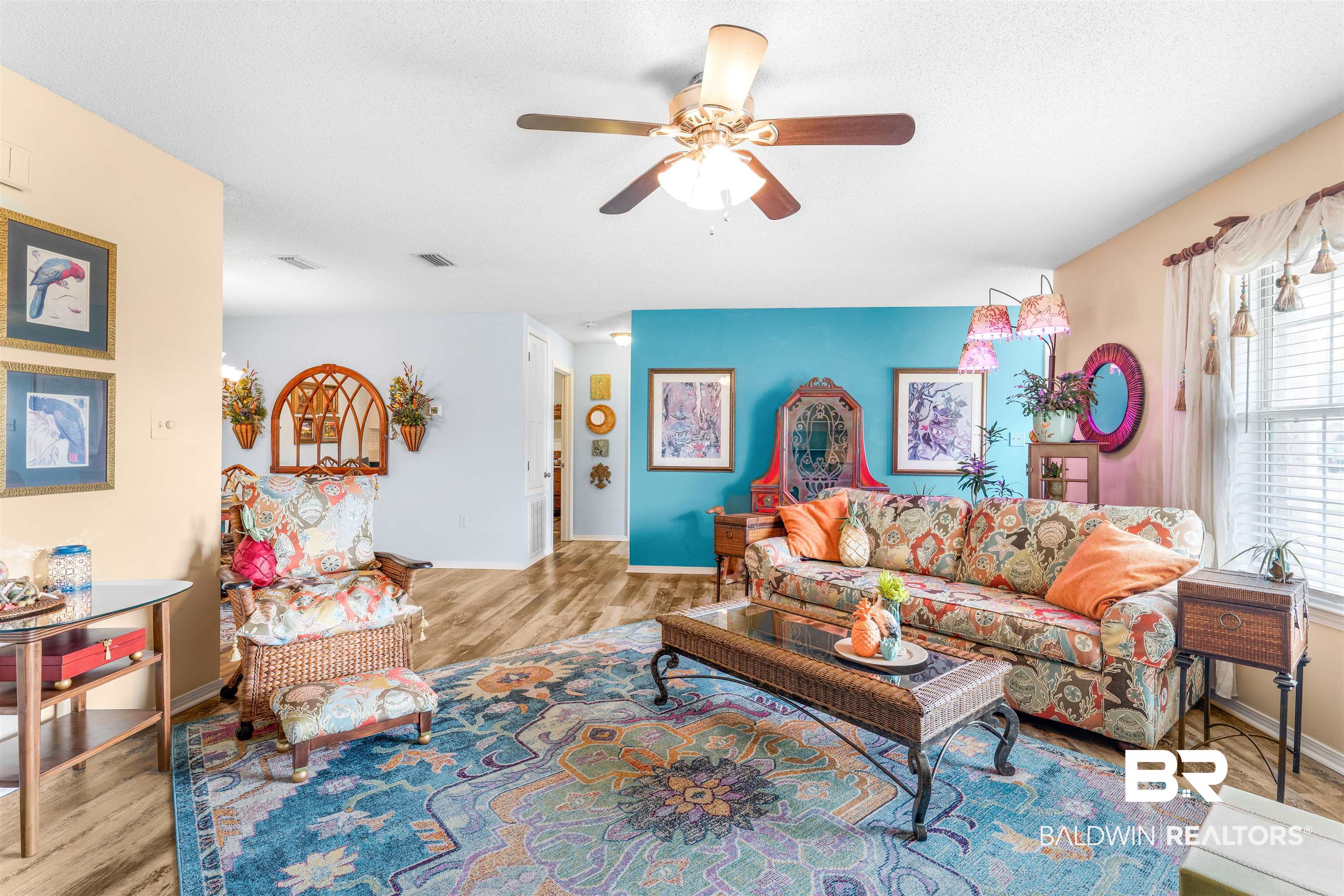 518 Ariel Avenue Foley, AL 36535 - Photo 7 of 47 Living room featuring light hardwood / wood-style flooring and ceiling fan