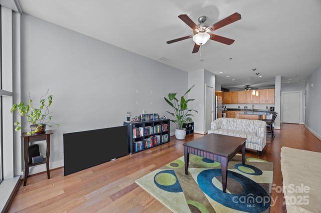 a workspace with furniture and wooden floor