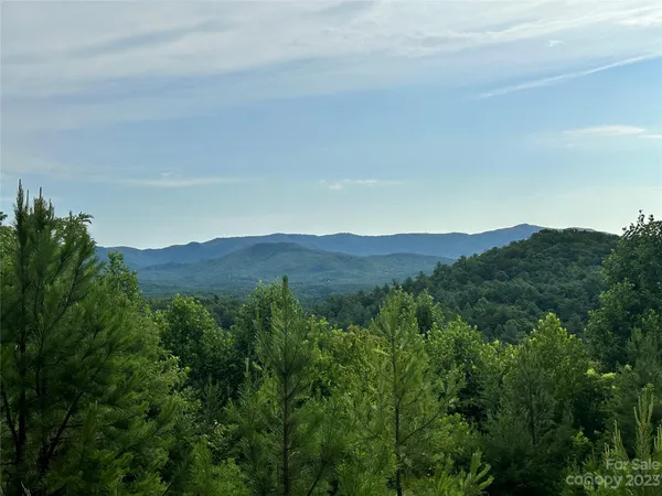 a view of a mountain range with lush green forest