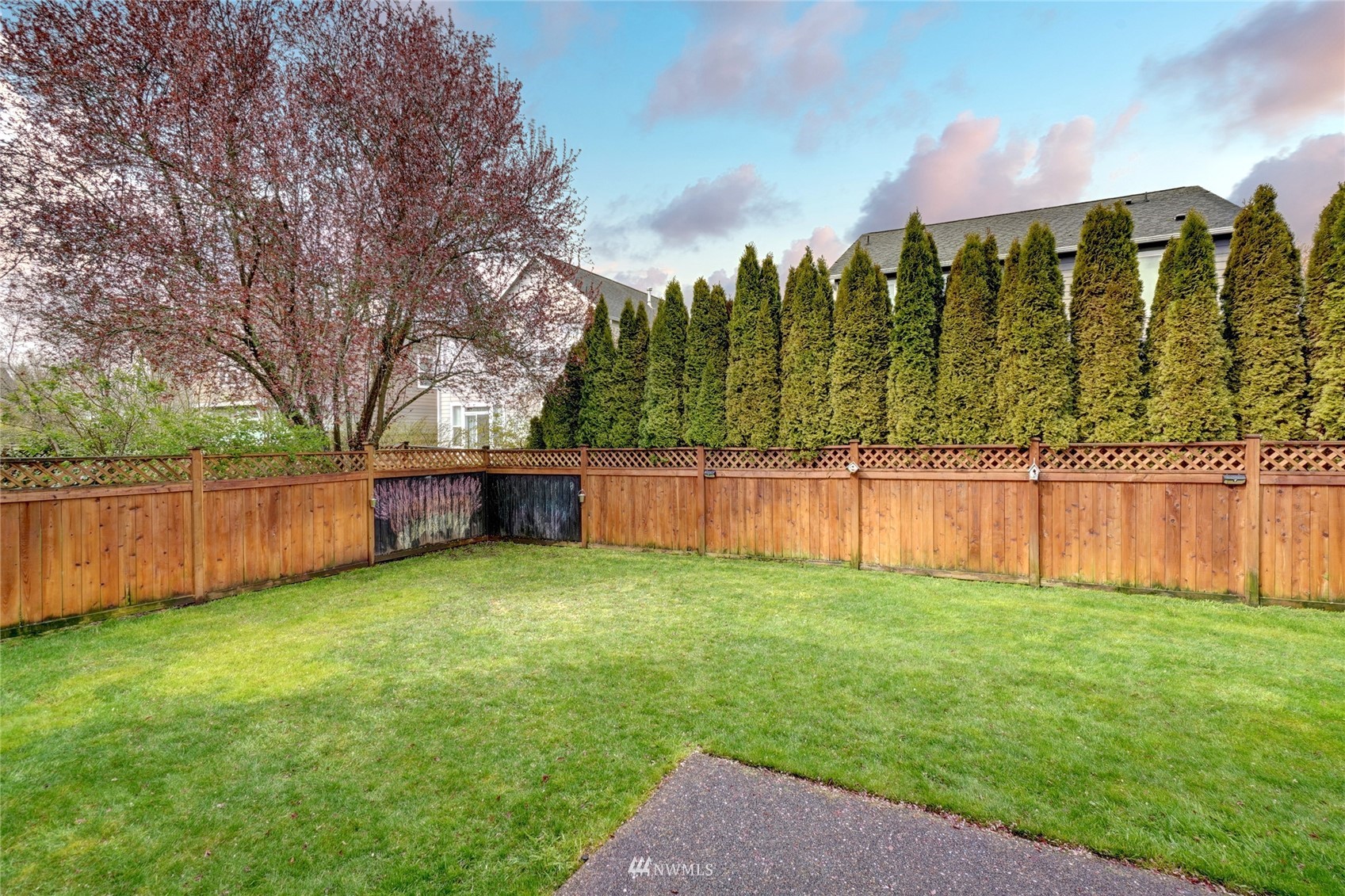 7053 Radius Loop Southeast Lacey, WA 98513 - Photo 18 of 34 a view of a backyard with potted plants and wooden fence
