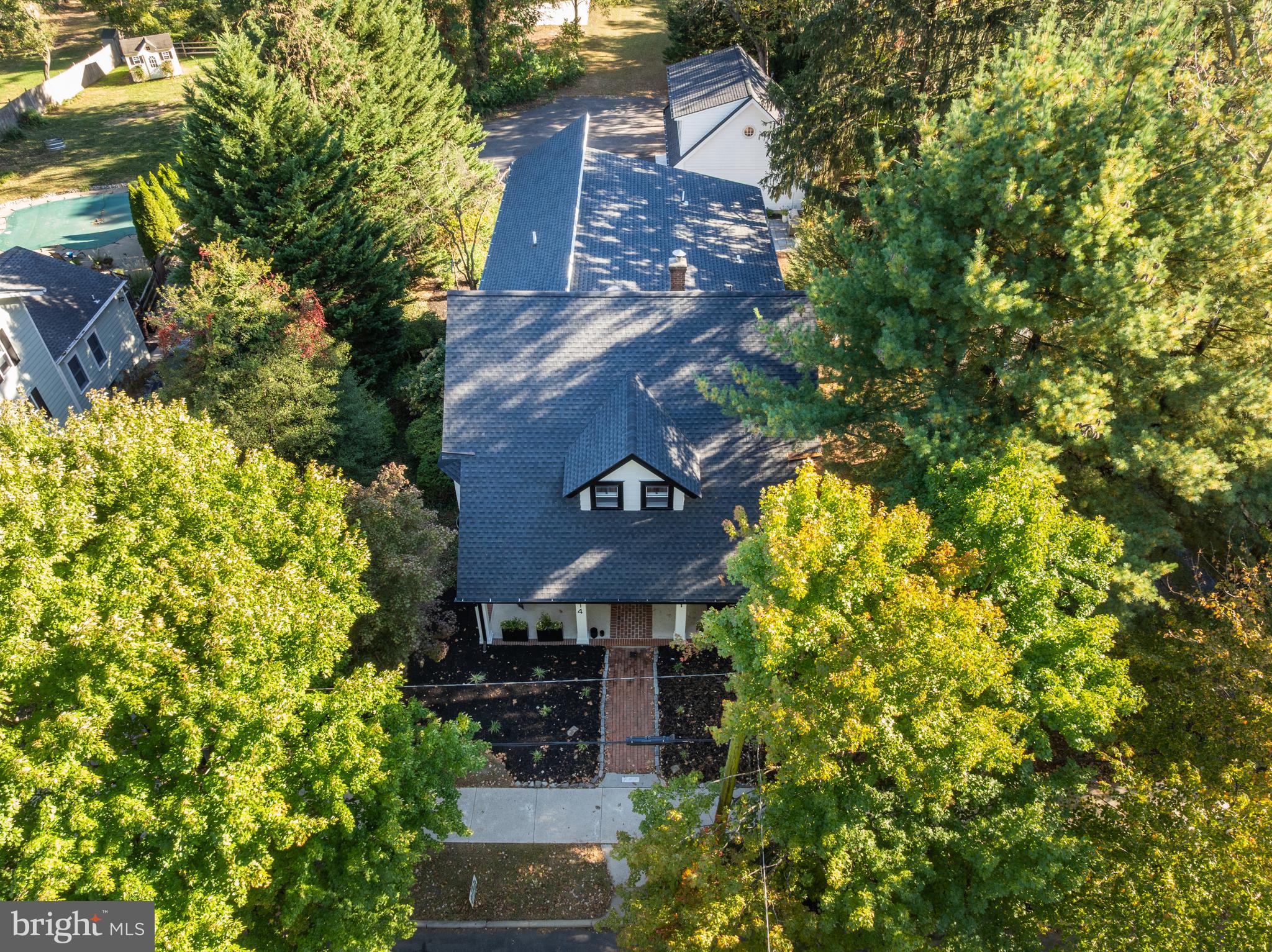an aerial view of a house