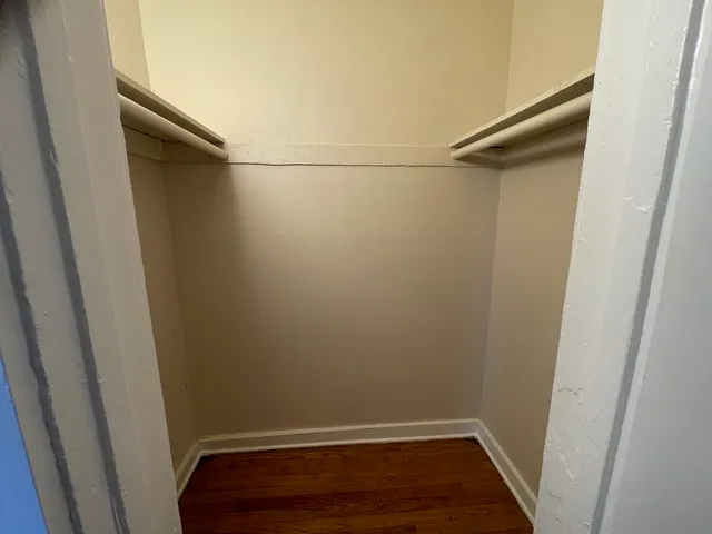 a view of small space with racks on the wall