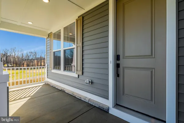 a view of a porch with a door
