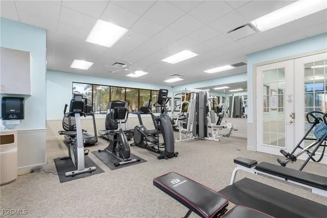 a view of a room with gym equipment
