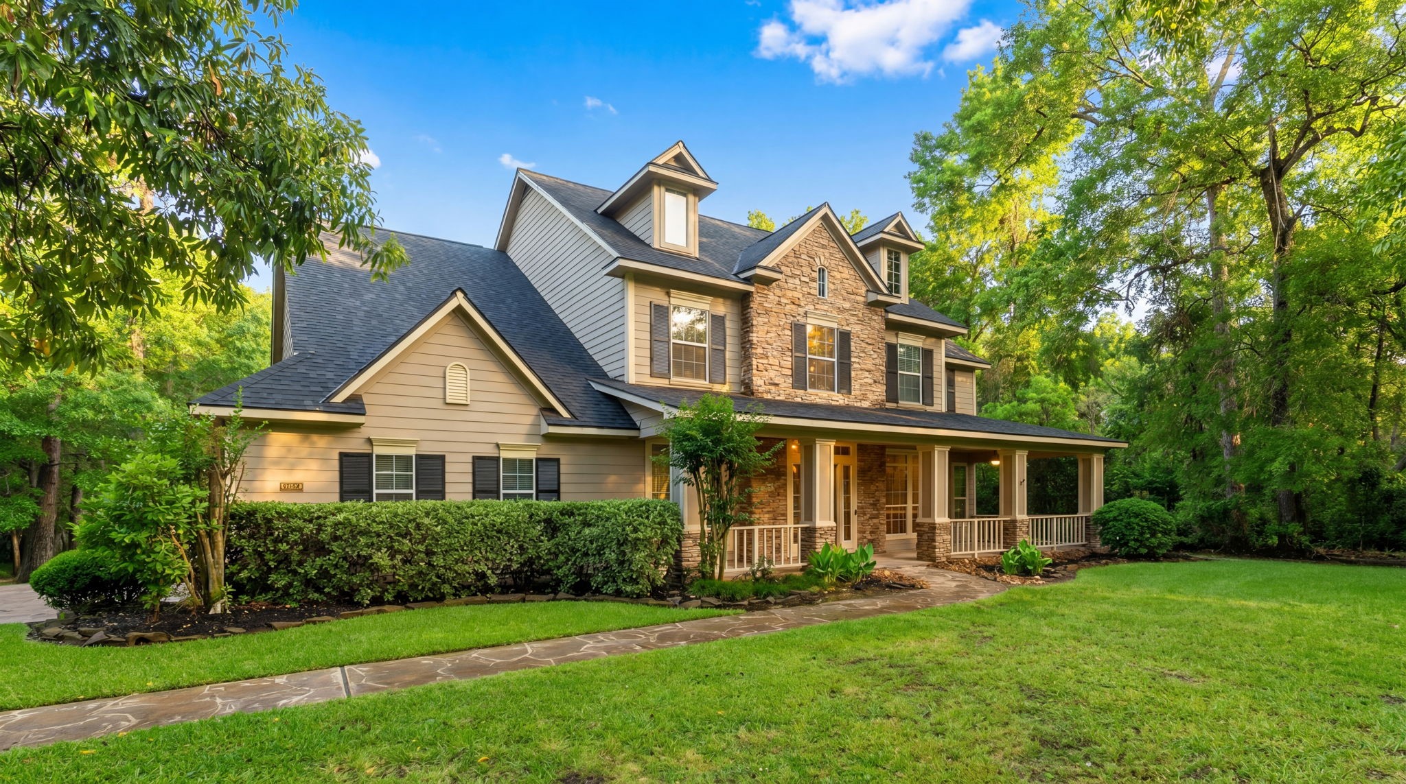 13258 Overlook Court Conroe, TX 77302 - Photo 3 of 49 This property boasts stunning curb appeal, further enhanced by the recent replacement of the roof in 2026, ensuring both beauty and long-term reliability for the new owners.