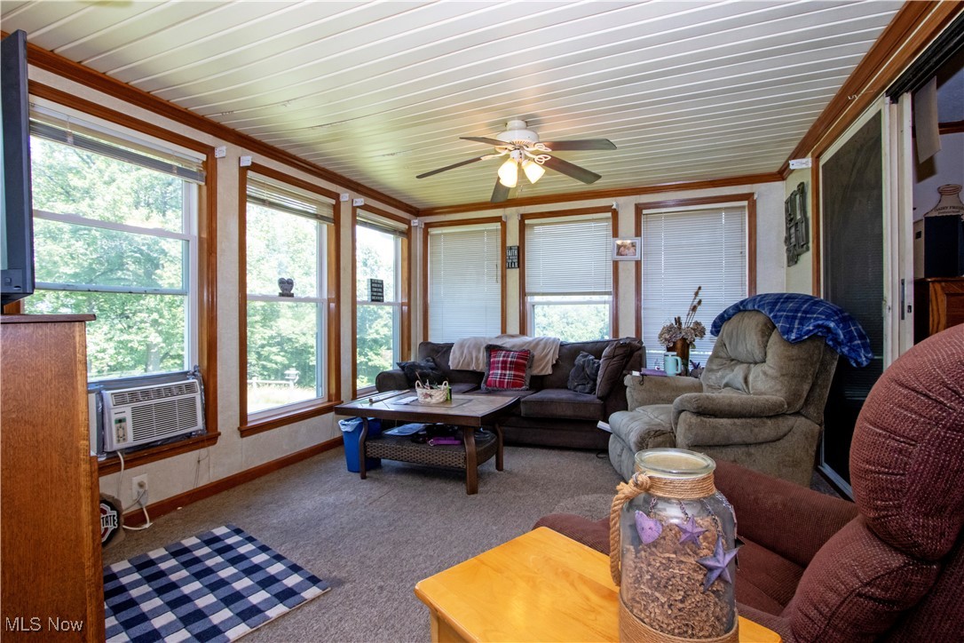 1292 Cinder Road Southeast Carrollton, OH 44615 - Photo 28 of 42 Sunroom featuring crown molding, healthy amount of natural light, and carpet