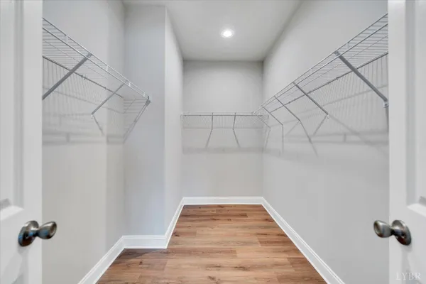 a view of a room with racks on the wall