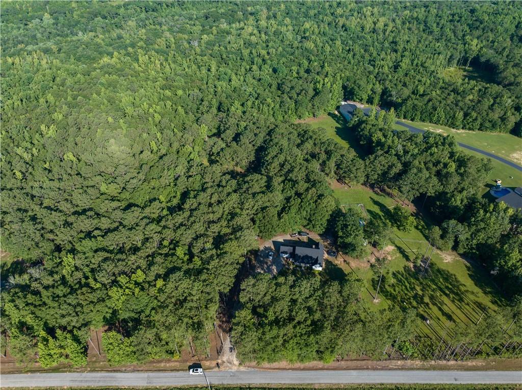 62 McCarthy Road Opelika, AL 36804 - Photo 59 of 74 Expansive wooded acreage featuring a single-story residence with a dark roof, surrounded by mature trees