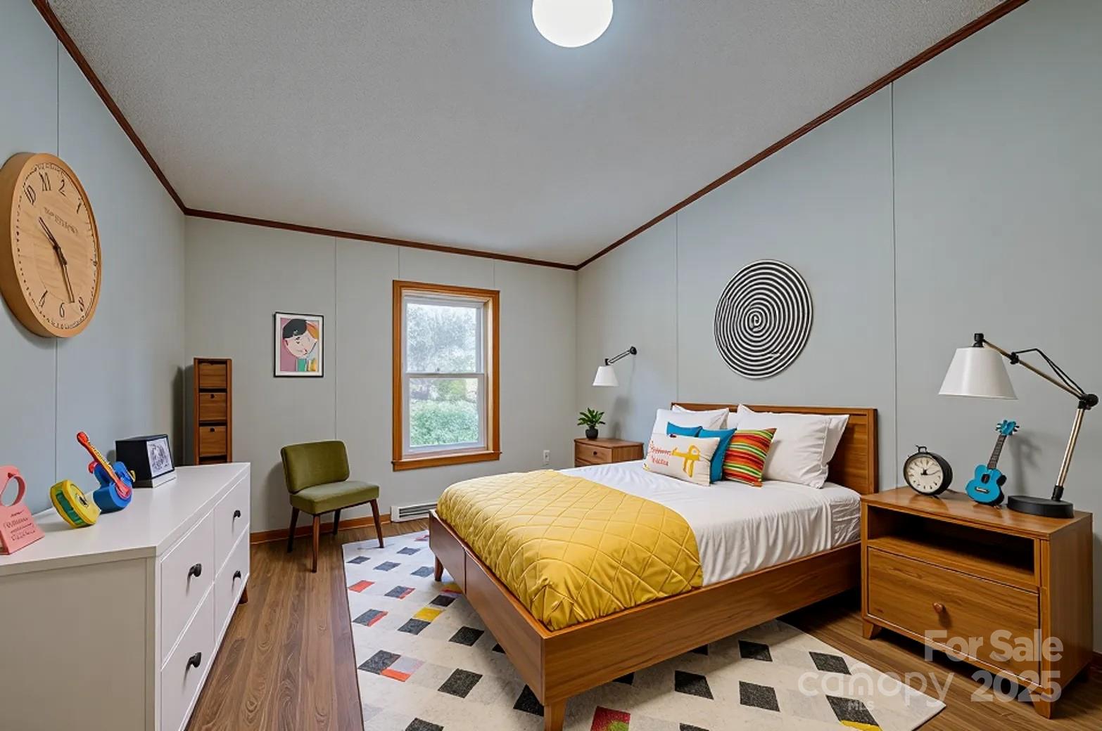 319 Sunrise Ridge Drive, Unit 19 Hendersonville, NC 28792 - Photo 14 of 30 a bedroom with a bed a clock on wall and a window