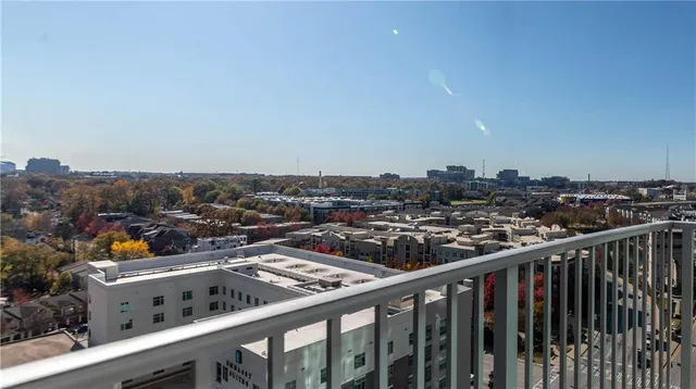 a view of city from a balcony