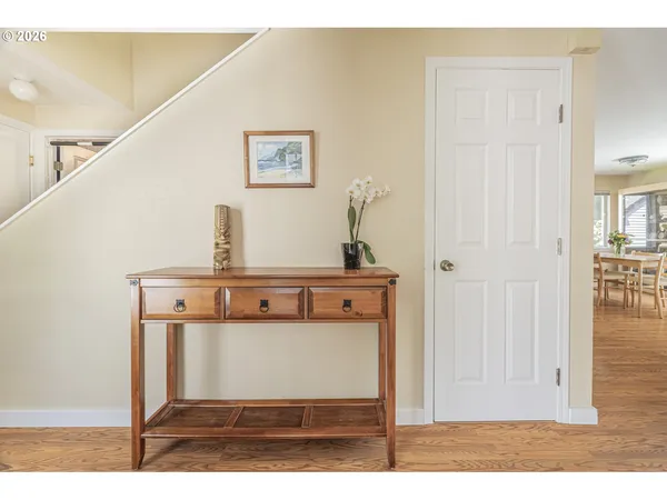 a view of a hallway with workspace