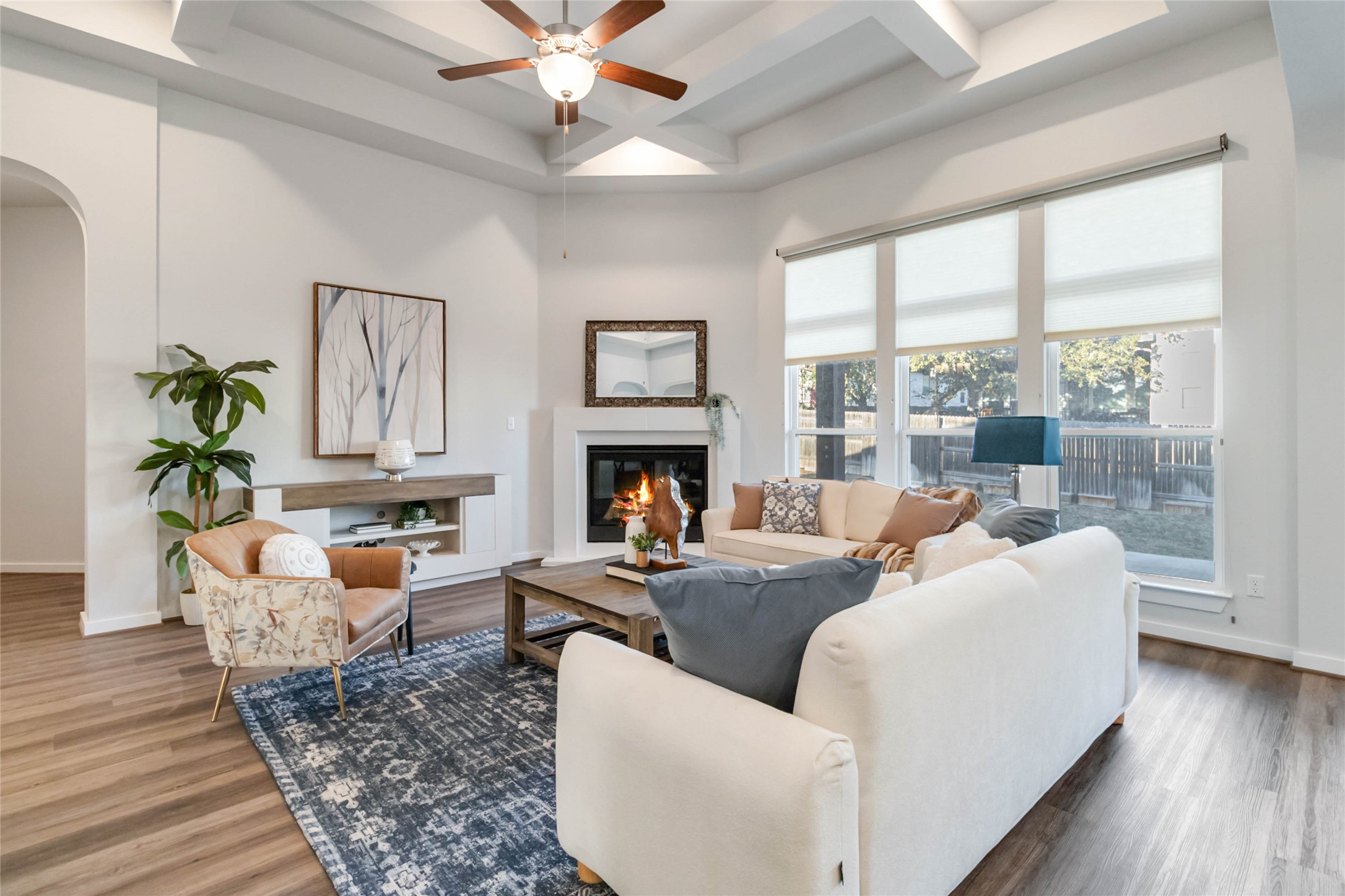 158 Sumter Way Kyle, TX 78640 - Photo 11 of 38 a living room with furniture large window and wooden floor