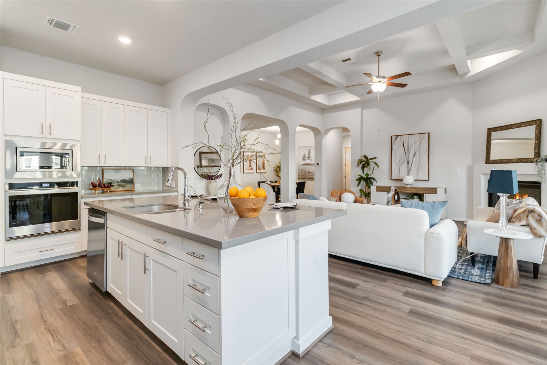 158 Sumter Way Kyle, TX 78640 - Photo 36 of 38 a kitchen with counter top space and wooden floor