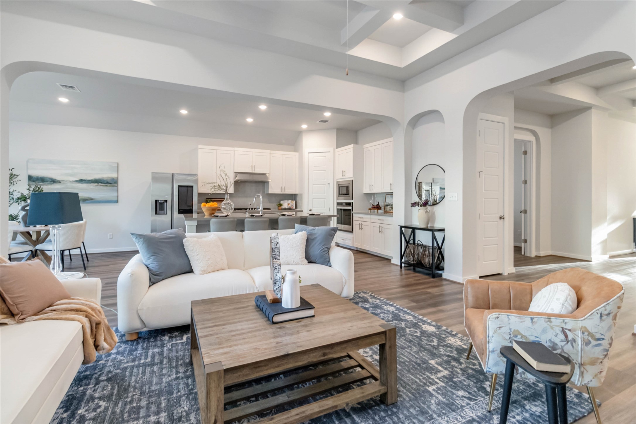 158 Sumter Way Kyle, TX 78640 - Photo 9 of 38 a living room with furniture kitchen view and a table