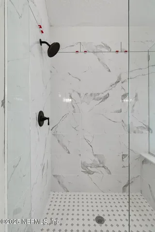 a view of a room with racks on the wall