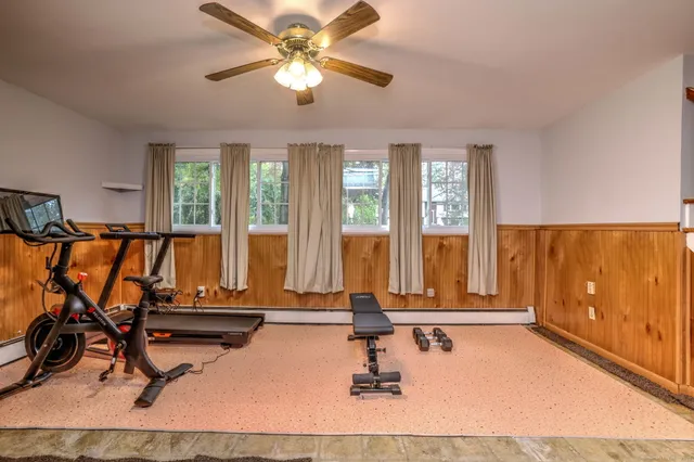 a view of a room with gym equipment