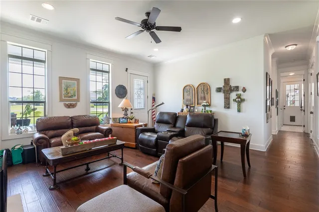 a living room with furniture
