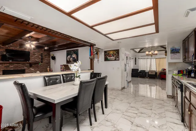 a bedroom with furniture and a bed