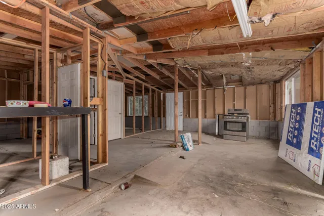 a view of a swimming pool with a patio