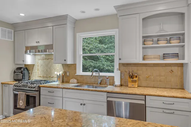 a view of a lake with a city