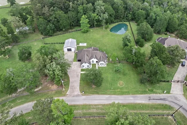 an aerial view of a house