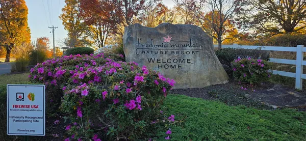 a sign that is in front of flowers