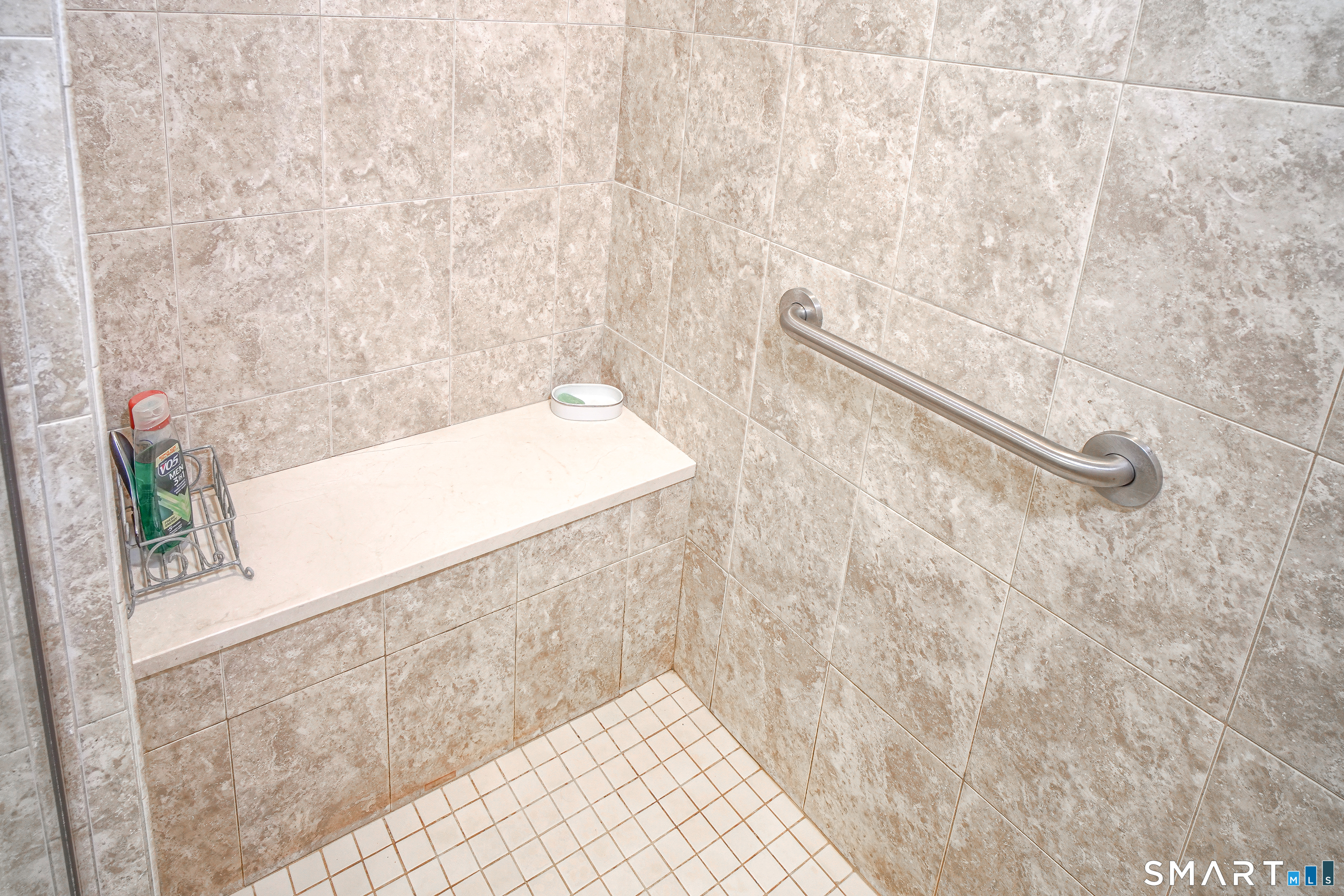 6 Lilac Lane, Unit 6 Prospect, CT 06712 - Photo 19 of 40 Strong safety bar in the primary bath titled shower with a seat.